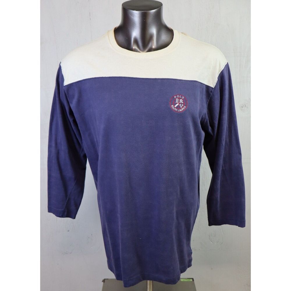 Vintage Polo Ralph Lauren Long Sleeve Crewneck T Shirt XL Made in USA Distressed